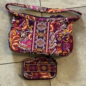 Vera Bradley Multicolor Floral Shoulder Bag + Matching Coin Purse